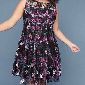 Lane Bryant Floral black lace dress